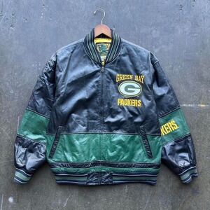 Vintage Green Bay Packers Carl Banks G3 Leather Jacket Size XL